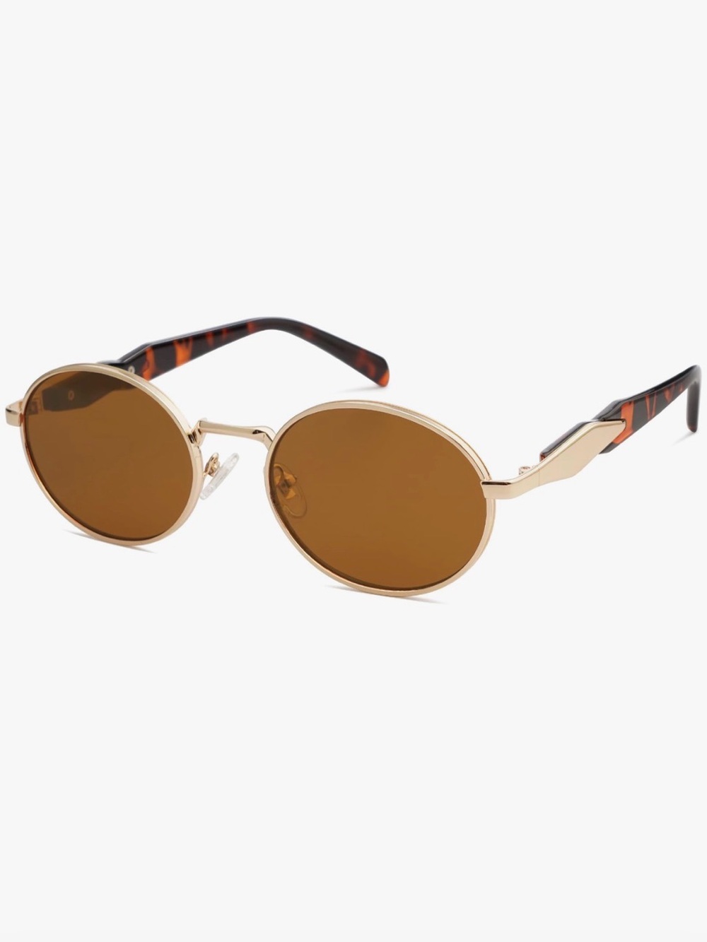 SOJOS Retro Oval Sunglasses for Women - Brown & Gold